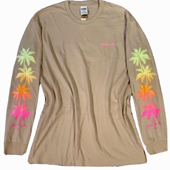 T-shirt Manches Longues Victoria's Secret Campus - Col Rond, Couleur Rose 'bling' - Neuf Avec étiquette